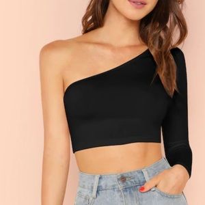 One of sleeve crop top